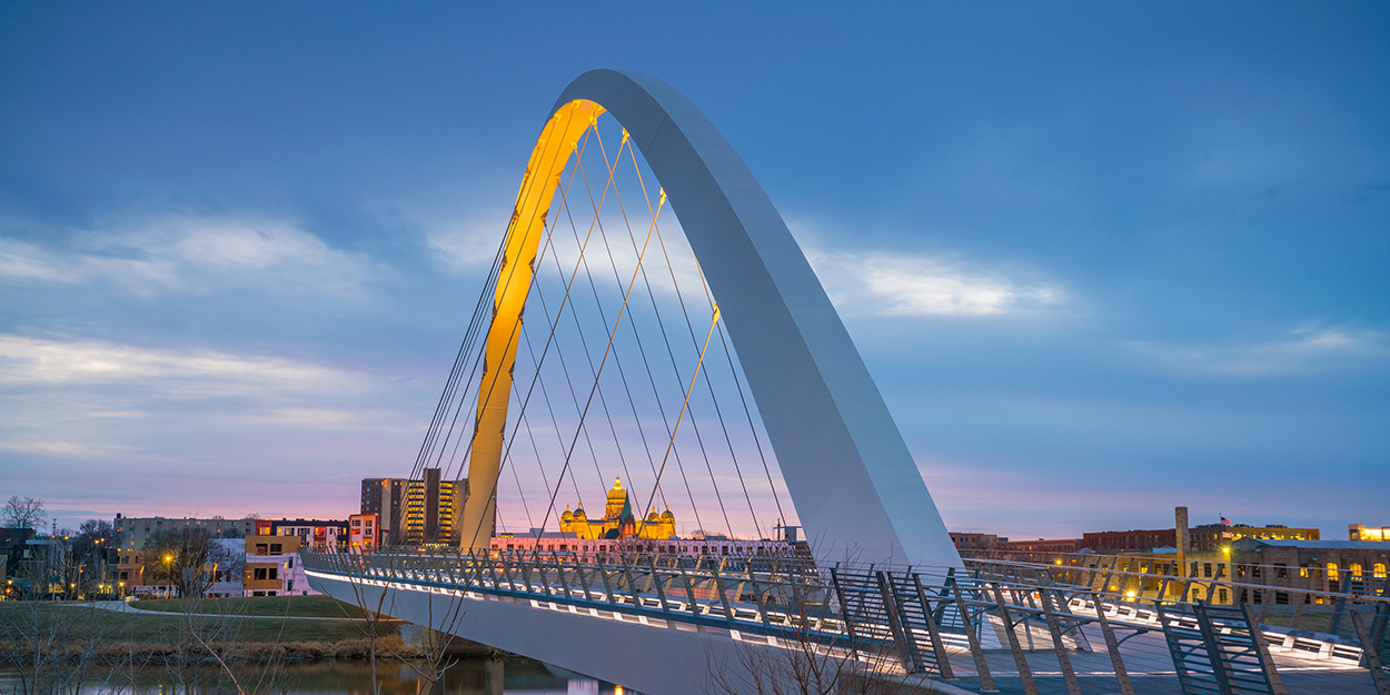 Bridge with Des Moines in background