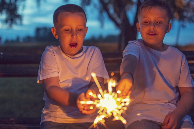 children with sparklers